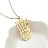 304 Stainless Steel Cutout Potted Plant Pendant Necklaces for Women WGA529A-09-2
