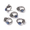 Dragon Head Natural Kyanite Cuff Rings RJEW-G273-03AS-04-1