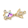 Brass Micro Pave Clear Cubic Zirconia Fish Links Connector Charms KK-K375-26G-22-1