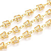 Brass Glass Butterfly Charm Link Chains CHC-T018-11B-G-1