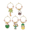 Mixed Shape Alloy Enamel Pendants Wine Glass Charms AJEW-JO00253-1