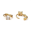 Brass Micro Pave Clear Cubic Zirconia Huggie Hoop Earrings EJEW-H121-13G-3