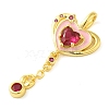 Heart Real 18K Gold Plated Rack Plating Brass Micro Pave Cubic Zirconia Pendants KK-S396-09C-2