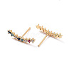 Colorful Cubic Zirconia Curved Bar Stud Earrings EJEW-C023-03G-2