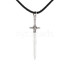 Alloy Sword Pendant Necklace with Waxed Cords X-NJEW-JN04473-1