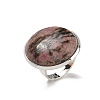 Natural Rhodonite Round Adjustable Rings RJEW-K371-09S-30-2