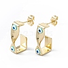 Brass Enamel Evil Eye Stud Earrings EJEW-A093-04G-M-2