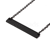 304 Stainless Steel Rectangle Pendant Necklace for Men Women NJEW-P262-13-3
