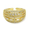 Brass with Cubic Zirconia Open Cuff Ring RJEW-B051-09G-2