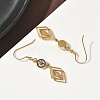 304 Stainless Steel Rhombus Dangle Earrings Hand Polished EJEW-Z129-12G-02-3
