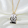 Brass Enamel Rectangle with Fire Pendant Necklaces FS-WG7D7CE-09-1