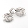 Oval Brass Micro Pave Cubic Zirconia Fold Over Clasps ZIRC-F013-04P-FF-2