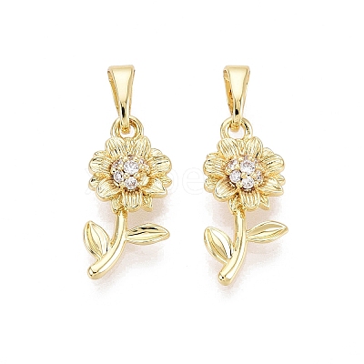 Brass Micro Pave Clear Cubic Zirconia Pendants KK-Q073-02G-1