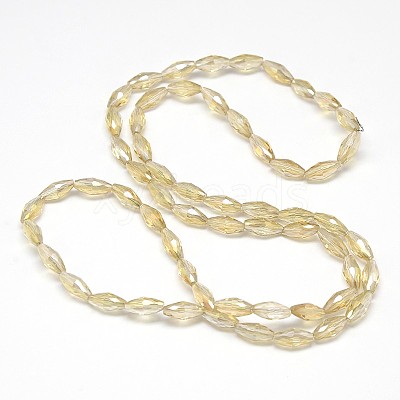 Electroplate Crystal Glass Rice Beads Strands X-EGLA-F042-A08-1