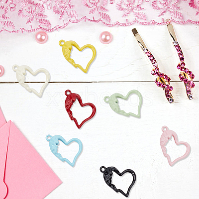 32Pcs 8 Colors Spray Painted Alloy Pendants PALLOY-DR0001-01-1