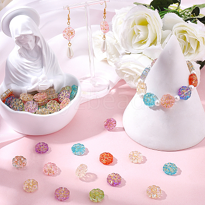 100Pcs Baking Paint and Golden Metal Enlaced Glass Beads DGLA-SC0001-06-1