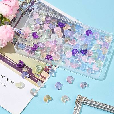 100Pcs 12 Styles Baking Paint Transparent Glass Beads DGLA-FS0001-26-1