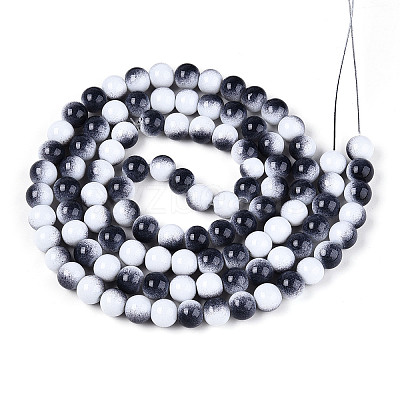 Two Tone Opaque Baking Paint Glass Beads Strands DGLA-Q027-8mm-04-1