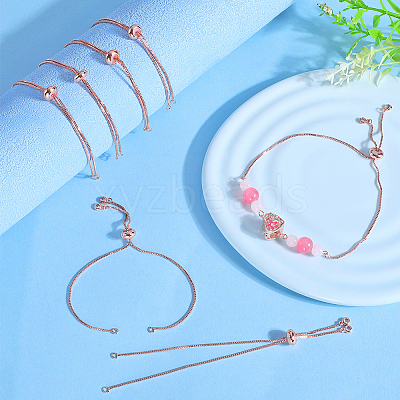 12Pcs Rack Plating Adjustable Brass Slider Bracelet Making KK-SP0001-80RG-1