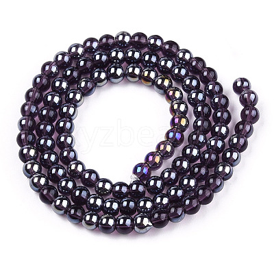 Electroplate Transparent Glass Beads Strands GLAA-T032-T4mm-AB03-1