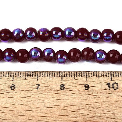 Electroplate Opaque Glass Beads Strands EGLA-Q132-6MM-01C-08-1