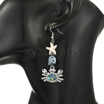 Ocean 304 Stainless Steel Pave Natural Paua Shell Dangle Earrings for Women EJEW-JE07437-1