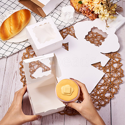 Square Paper Biscuit Boxes with Lace Edged Square Clear Window CON-TAC0001-12A-01-1