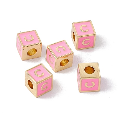 Rack Plating Brass Enamel Beads KK-B060-04G-05C-1