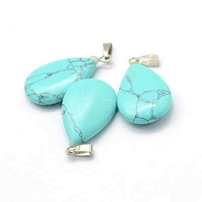 Teardrop Dyed Synthetic Turquoise Pendants G-Q368-14-1
