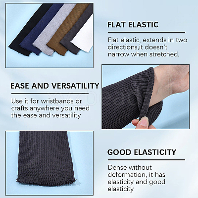 6Pcs 6 Colors Cotton Spandex Long Elastic Rib Cuffs AJEW-GF0014-32-1