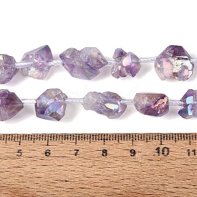 Electroplate Raw Rough Natural Amethyst Beads Strands G-Q610-06F-1