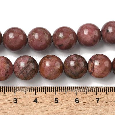 Natural Rhodonite Round Bead Strands G-J302-10-12mm-01-1