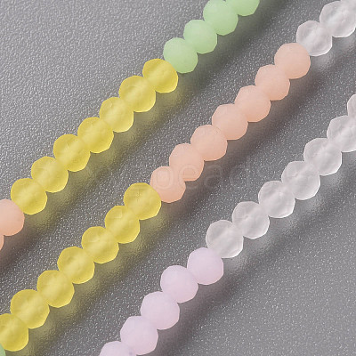 7 Colors Frosted Glass Beads Strands FGLA-T002-01A-1