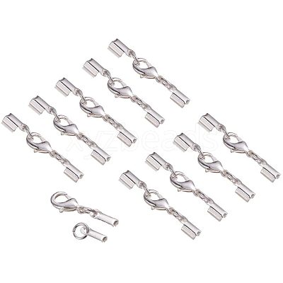 Rack Plating Brass Lobster Claw Clasps with Clip Ends KK-PH0035-33S-1