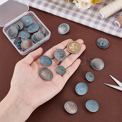 24Pcs 4 Styles 1-Hole Zinc Alloy Shank Buttons BUTT-PH0001-60-1