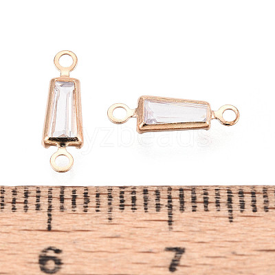 Brass Pave Clear Cubic Zirconia Links/Connector Charms ZIRC-T017-08KCG-1