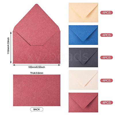 20Pcs 5 Colors Paper Envelopes AJEW-TA0002-22-1