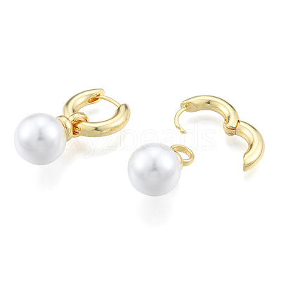 ABS Plastic Pearl Dangle Hoop Earrings EJEW-N011-106LG-1