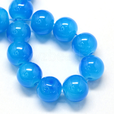 Baking Paint Imitation Jade Glass Round Bead Strands X-DGLA-Q021-6mm-13-1