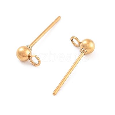 Ion Plating(IP) 304 Stainless Steel Ball Post Stud Earring Findings X-STAS-E163-44G-1