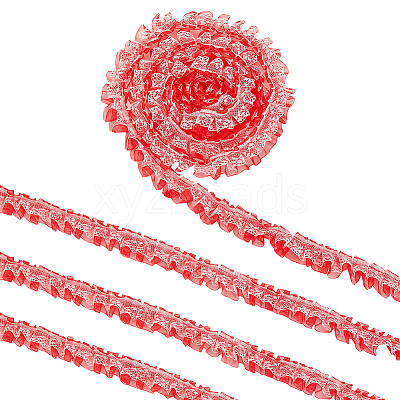 Double Layer Pleated Polyester Lace Trim OCOR-WH0079-37-1