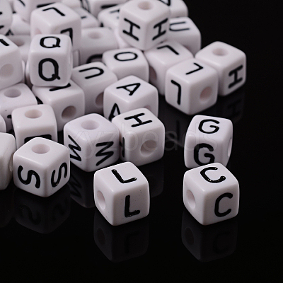 Chunky Letter Acrylic Cube Beads for Kids Jewelry X-PL37C9447-1