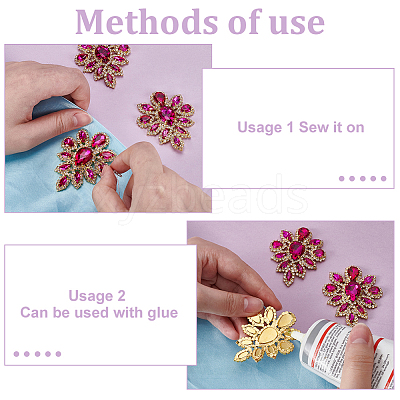 4Pcs Teardrop Shape Hotfix Rhinestone Iron on Patches PATC-FG0002-25A-1