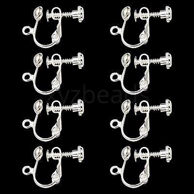 Rack Plated Brass Screw Clip-on Earring Findings KK-YW0001-10S-1