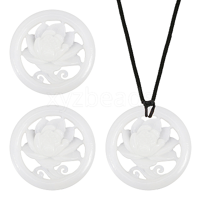 3Pcs Natural Afghan White Jade Hollow Big Pendants G-CA0001-79-1