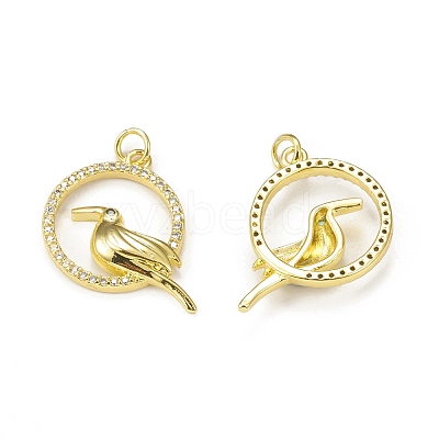 Brass Micro Pave Cubic Zirconia Bird Pendants KK-E068-VB306-1