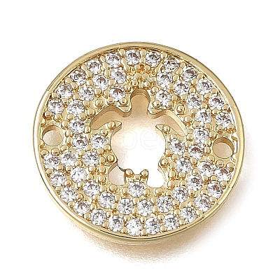Brass Micro Pave Clear Cubic Zirconia Connector Charms CU-CBAA556-04D-1