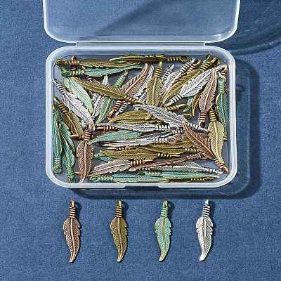 60Pcs 4 Colors Tibetan Style Alloy Pendants TIBEP-FS0001-18-1
