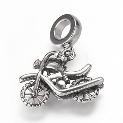 304 Stainless Steel European Dangle Charms X-OPDL-K001-02AS-1