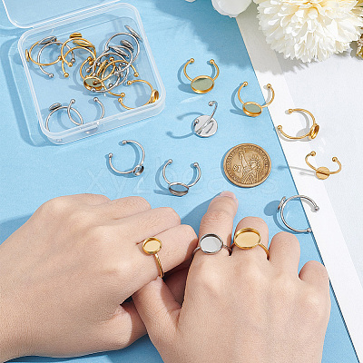 24Pcs 8 Styles Stainless Steel Ring Components STAS-UN0047-48-1